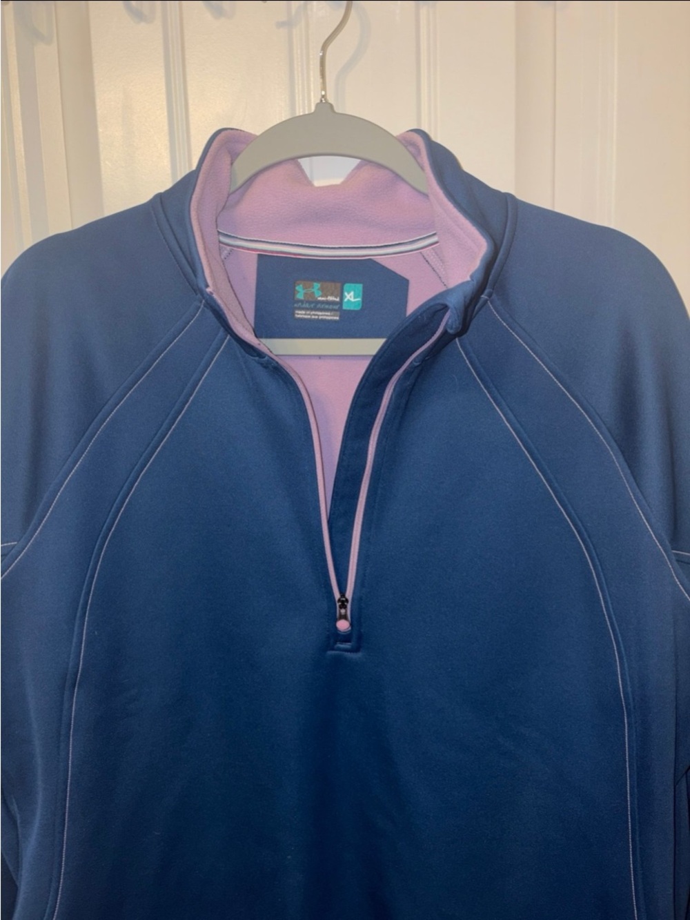 Under Armour Men’s Navy Zip-Up Pullover with Light Purple Lining